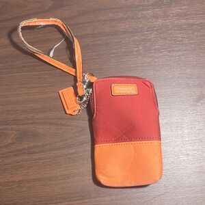 Coach Dual-Tone Red and Orange Wristlet